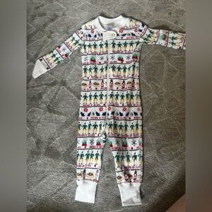 Hanna Andersson White and Green Festive Footies One Piece